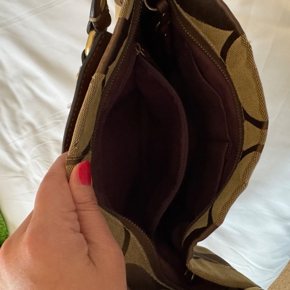 Vintage Coach Brown and Tan Monogram Shoulder Bag - Picture 2 of 9